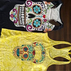 Colorful Sugar Skull Tank Tops